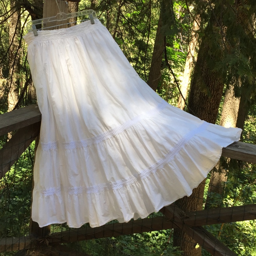 Roz & Ali White cotton tiered festival skirt XL NWT - Picture 2 of 16
